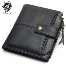 100% Genuine Leather Men Wallets Short Coin Purse Small Vintage Wallet Cowhide Leather Card Holder Pocket Purse Men Wallets mingclan vintage trifold genuine leather wallet men design cowhide leather id card holder male purse short coin pocket bag purse