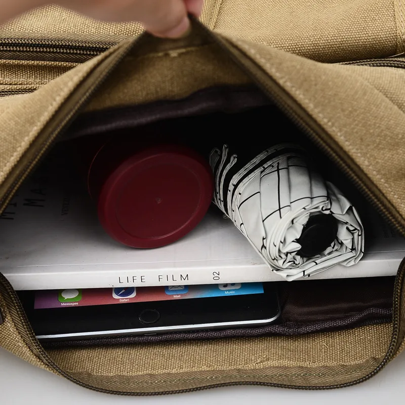  Canvas Shoulder Bags for Men Solid Colors Messenger Bags Strong Fabric Bags Vintage Style Crossbody - 32954525640