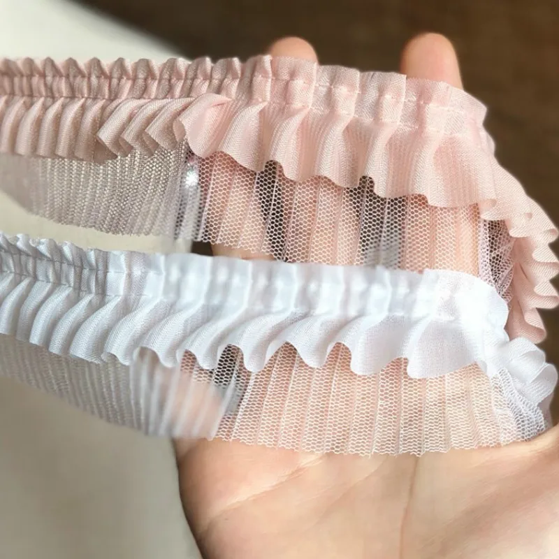 

Variety Fine Tulle Lace Fabric Elastic Pleated Curtain Bed Skirt Doll Clothes Wedding Evening Dress Trim DIY Sewing Accessories