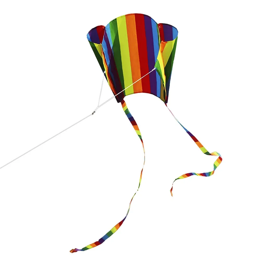 

Colorful Parafoil Kite with 200cm Tails 30m Flying Line Outdoor Soft Fly Kite Toy for Kids