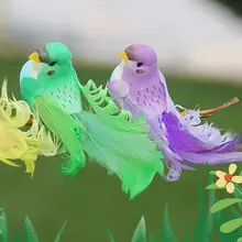 12 шт. Искусственные Птицы с имитацией пера домашние зеленые растения Садоводство украшения ремесла пена поддельная птица подвеска с героем аниме