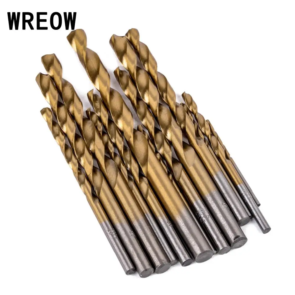 

13pcs/set HSS Twist Drill Bit Titanium Coated Saw Drill Bit Set Hole Saw Cutter for Woodworking Metal Platic Drilling Tools