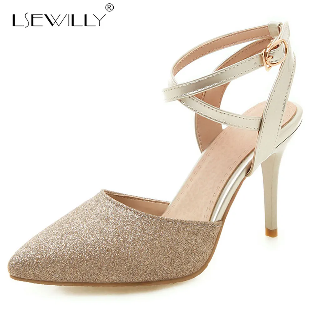 

Lsewilly Gladiator Sequined Sandals Women Pointed Toe Footwear Party Bling Shoes Female High Heels Shoes Woman Summer 2019 E901