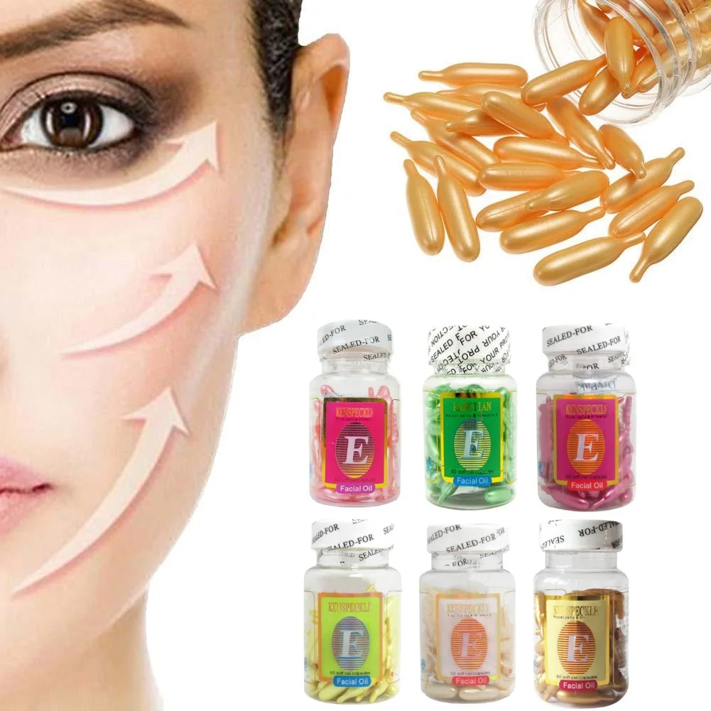 

60capsules/bottle Vitamin and Essence Face Cream Cleansing Cream Eyelashes Lighten Repair Ance Scar Moisturizing Cream Capsule