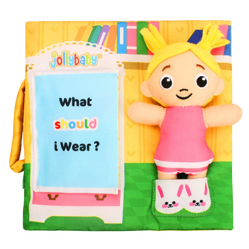

JOLLYBABY new early education puzzle cloth book with ring paper book baby story book small dolls at home WJ468