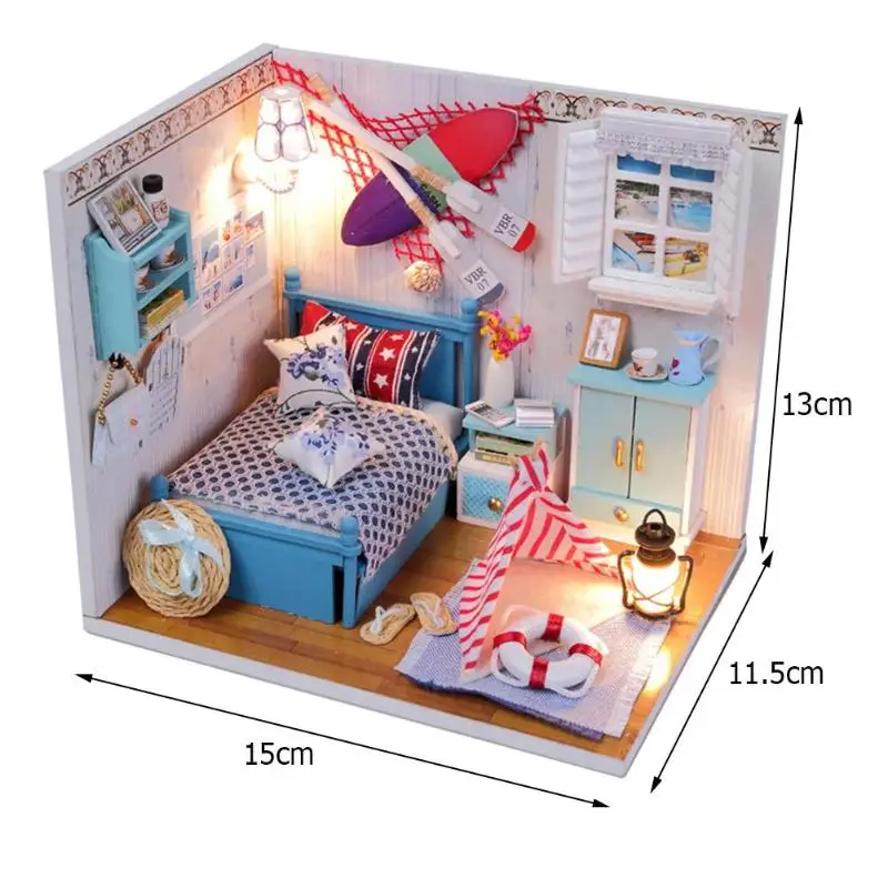 Kids Wooden Dolls House Assemble Model Toys Children DIY Miniature Toys 3D Dollhouse Furniture Dolls House Girls Birthday Gifts