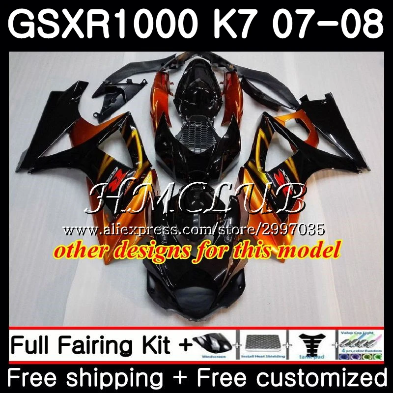 Корпус для SUZUKI GSX R1000 K7 GSXR 1000 2007 2008 34HC.20 GSXR1000 07 08 корпус Зеленый Черный