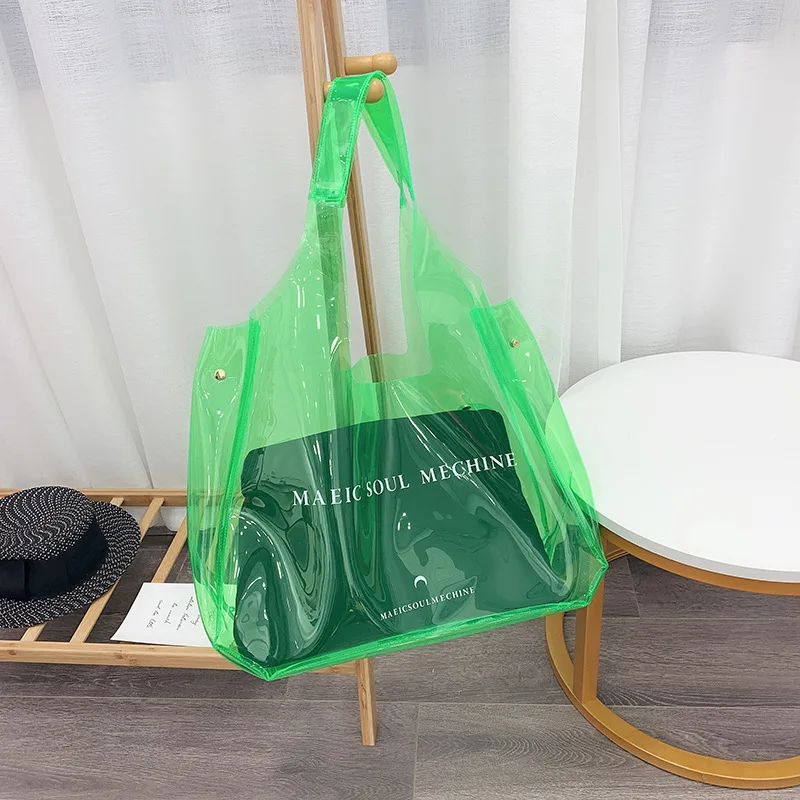 

New Shoulder Bag Women Hangbags Transparent Bag Women Clear Pvc Jelly Large Capacity Bucket Handbag Sac A Main Bolsa Feminina