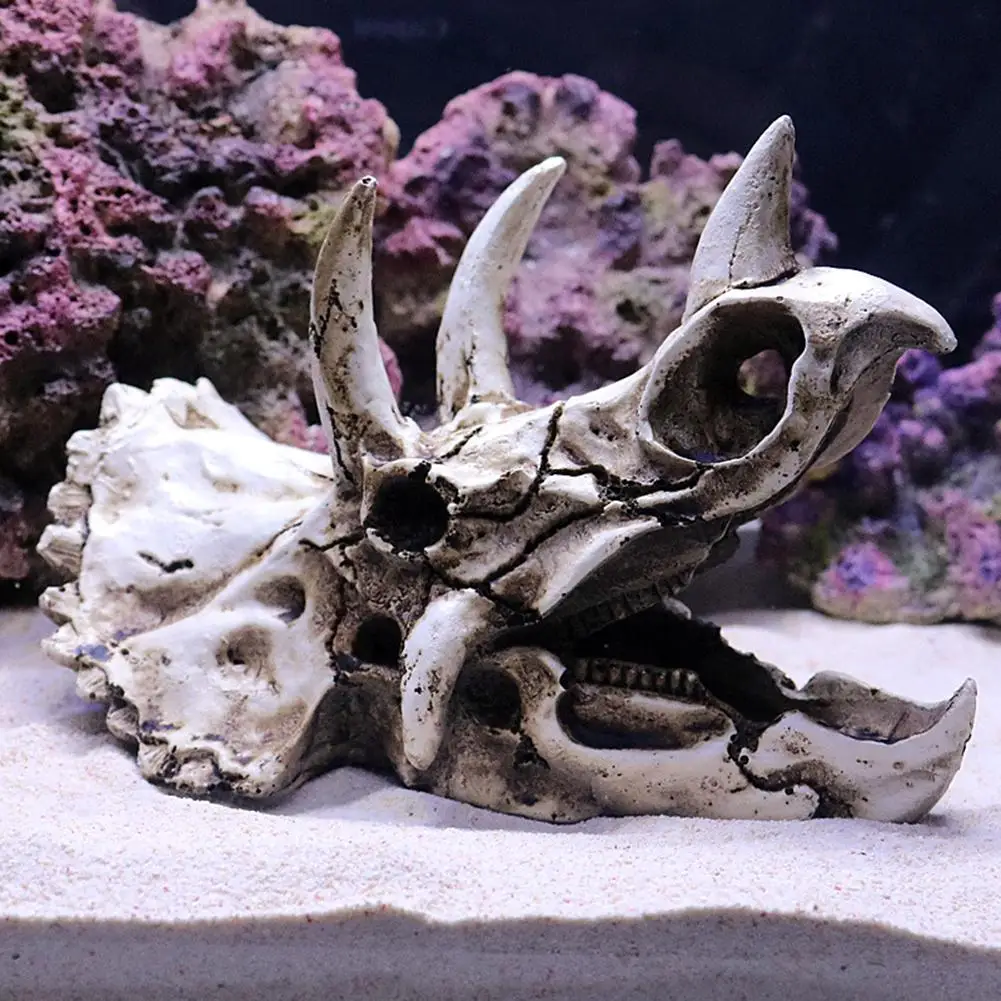 Для вивария для рептилий украшения для террариума DIY Ландшафтный череп Трицератопс аквариумное украшение смола искусственный орнамент аквариум