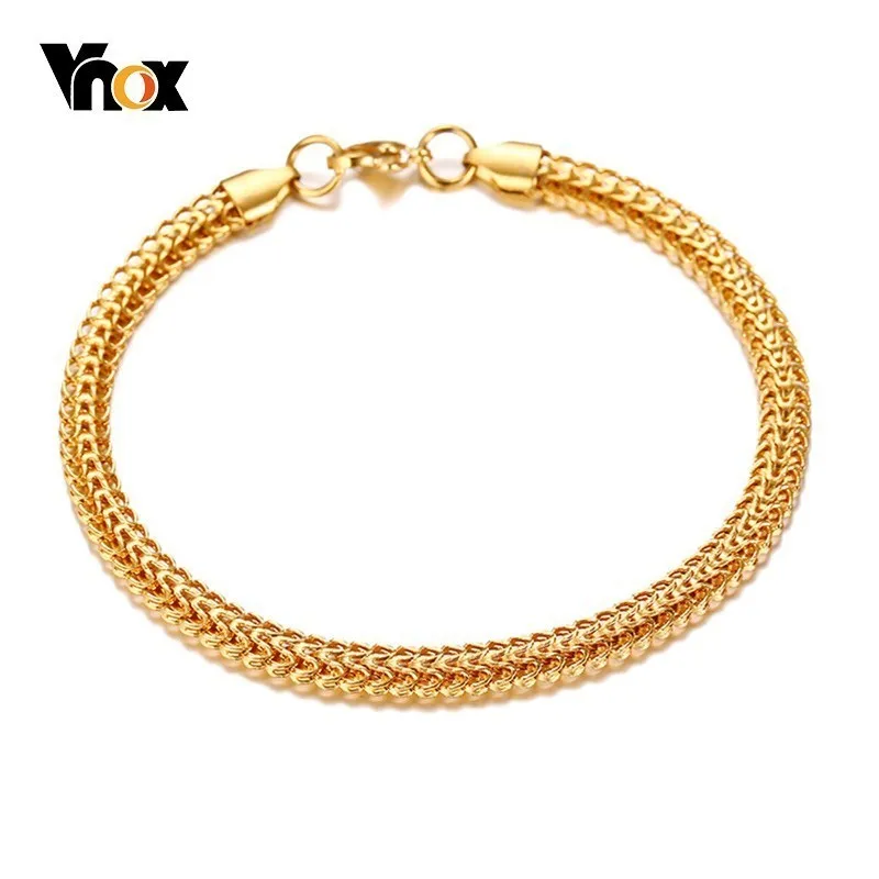 Vnox الذهب لهجة الفولاذ المقاوم للصدأ سلسلة سوار للرجال 8.85 بوصة