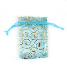 100 шаблон органзы свадебные подарочные сумки& мешочки 7x9 см(B08971