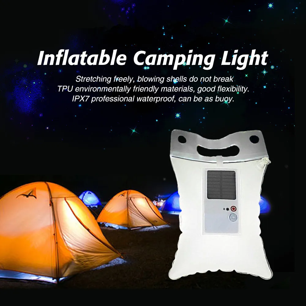 

Inflatable Solar Light IP67 Waterproof Portable Solar Lamp Foldable PVC Bag LED Camping Light Emergency LED Lamp Travel Hiking