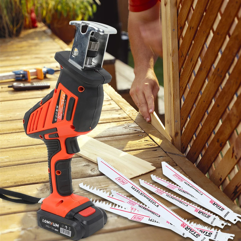 

Lomvum 16.8V Lithium-Ion Battery Reciprocating Saw Multifunctional Electric Saw DIY Tool Professional Woodworking Tools Safety