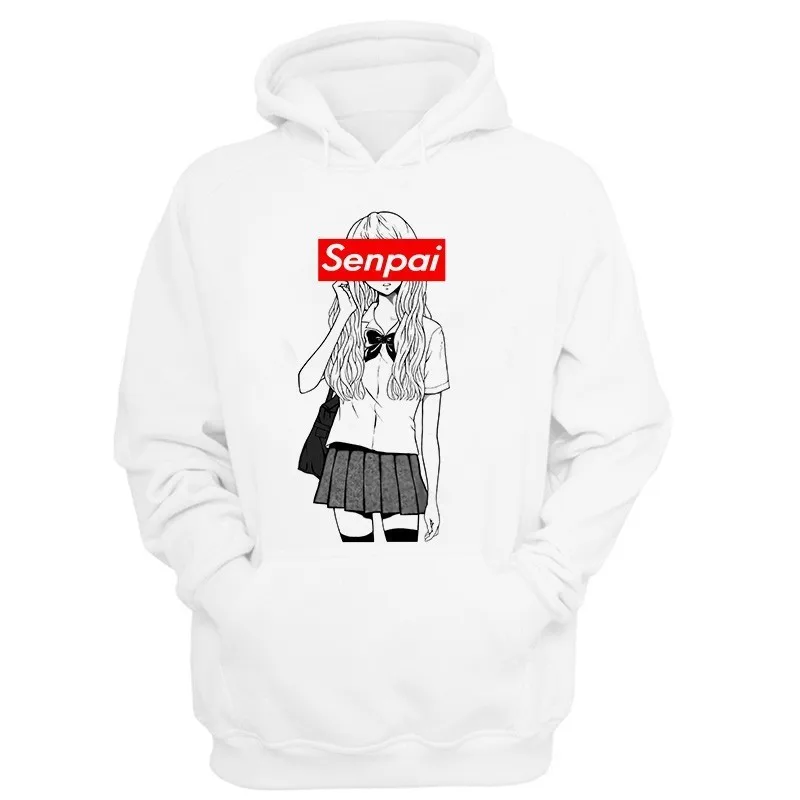 Мужские толстовки с капюшоном Senpai, толстовки с японским Аминовым капюшоном Waifu для мужчин, толстовка с принтом для школьниц Harajuku