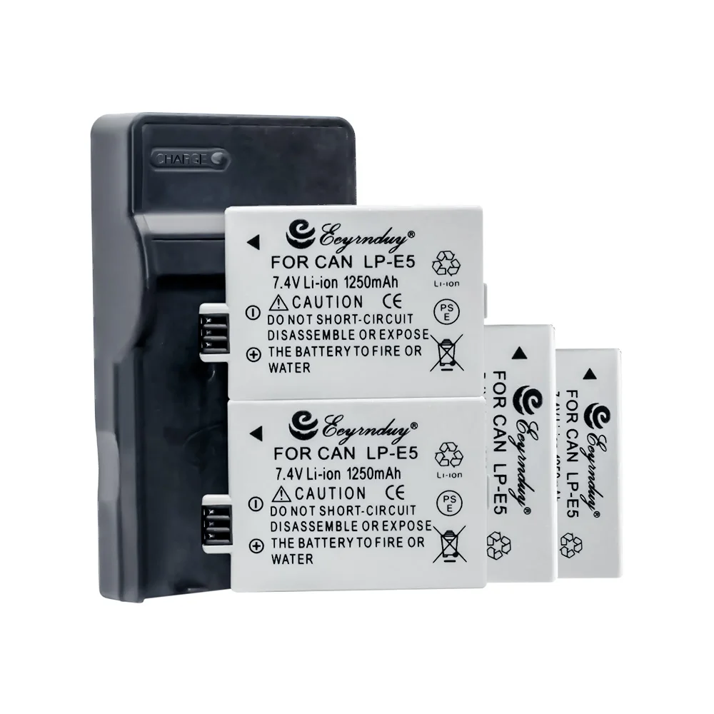 

LP-E5 LP E5 LPE5 Camera Battery (4-Pack) and USB charger for Canon EOS 1000D 450D 500D Rebel T1i LC-E5E Digital Cameras