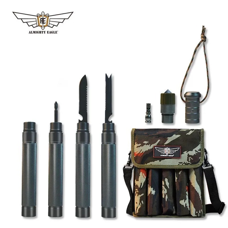 

Camping Alpenstock 4 Sections Defense Tactical Walking Stick Outdoor Survival Tool Portable Multifunctional Car Emergency Tools