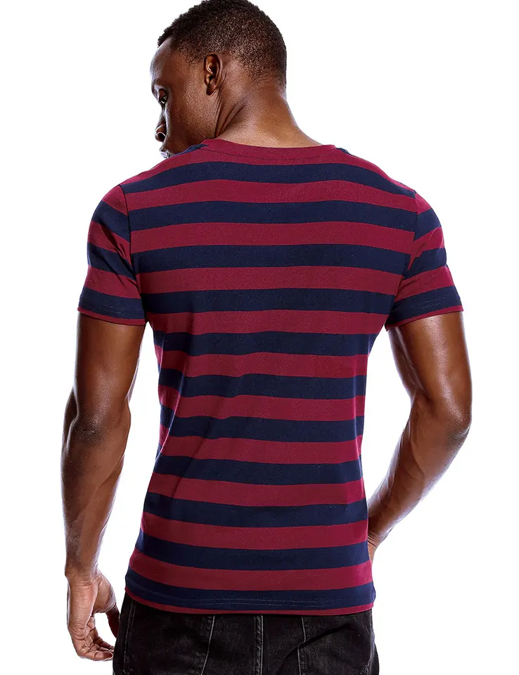 red and blue striped t shirt