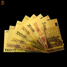 8 шт./лот 24 К золотой банкнот евро набор 5.10.20.50. 100.200.500.1000 Золотая фольга деньги на Рождество и Бизнес подарки