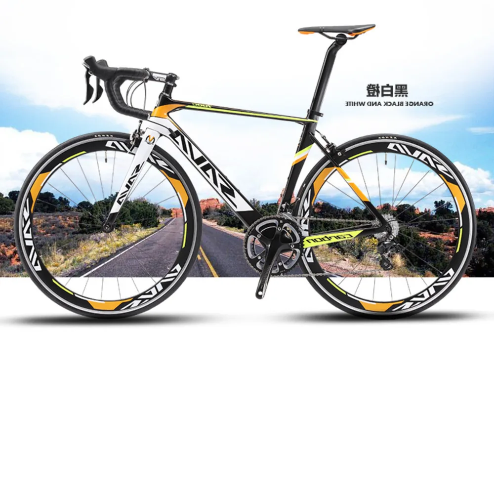 

Original Brand Full Carbon Fibre Road Bike 18 20 22 Speed 700cc*23c Racing Bicicleta Light Black Yellow Bicycle