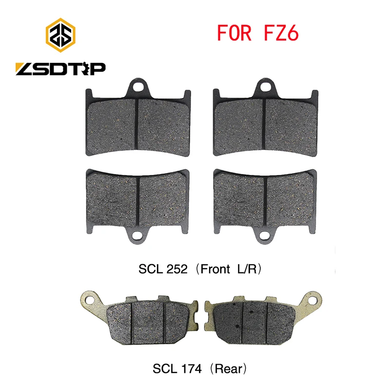 Передние и задние тормозные колодки ZSDTRP для мотоциклов Yamaha FZ6 2007 2008 2009 Комплект
