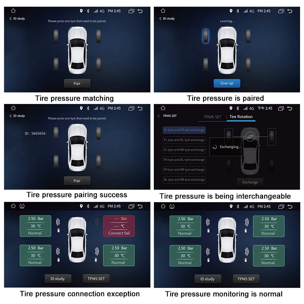 Funrover автомобильный TPMS для Автомобильный DVD андроид система контроля давления в шинах 4 Внутренний датчик сигнализации система контроля температуры в шинах