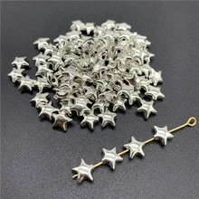 50 pçs 6x6mm liga contas tampa antiga prata encantos estrela forma pingente encantos para fazer jóias diy acessórios