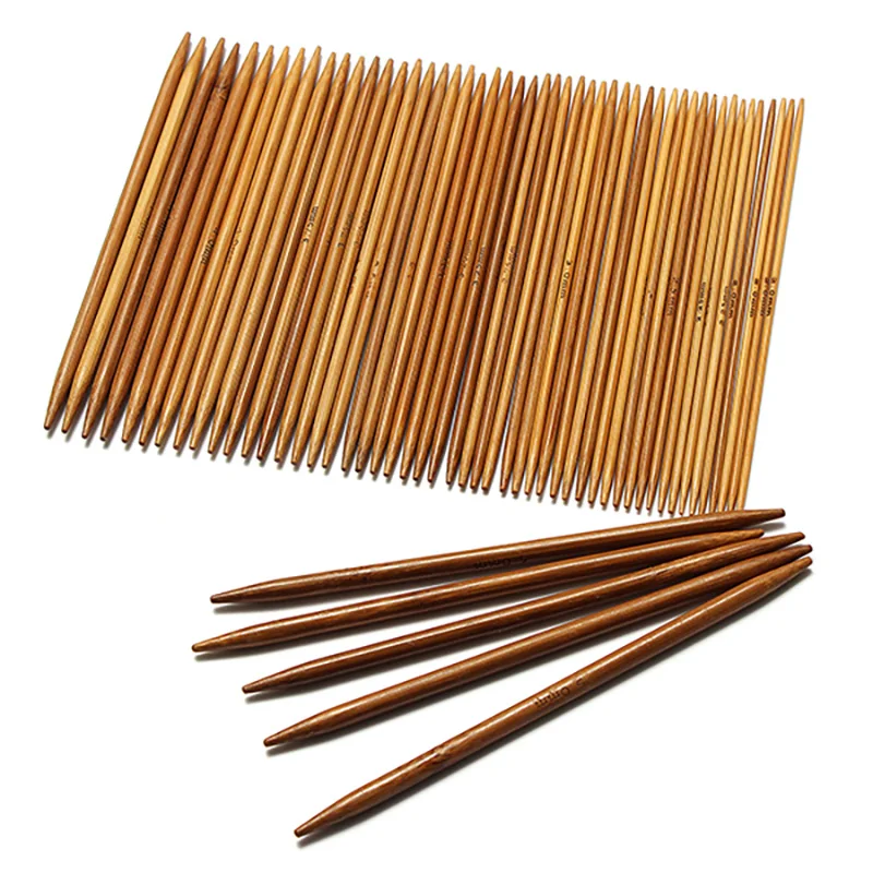 

ABEDOE 11Sizes 13cm Bamboo Knitting Needles Crochet Hooks Double Pointed Carbonized Sweater Needle Weave Craft 55pcs