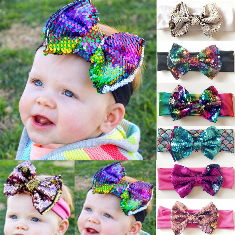 

Baby headband headscarf warm flower sequin bow newborn baby girl headband
