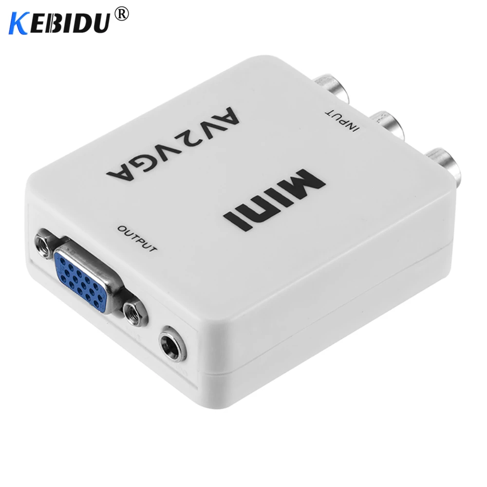 Конвертер видео KEBIDU Mini HD AV2VGA конвертер AV RCA CVBS в VGA с аудио 3 5 мм для ПК HDTV|Кабели VGA| |