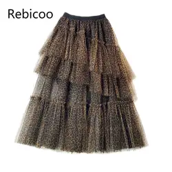 Модные Винтаж бальное платье для женщин Сладкий обувь для девочек в горошек длинная юбка из фатина Тюль женский повседневное низ с оборкой