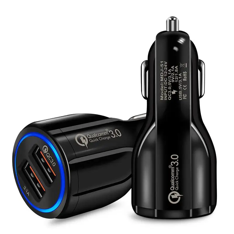 Автомобильное зарядное устройство Ostart Quick Charge 3,0 2 порта USB Быстрый двойной адаптер для телефона