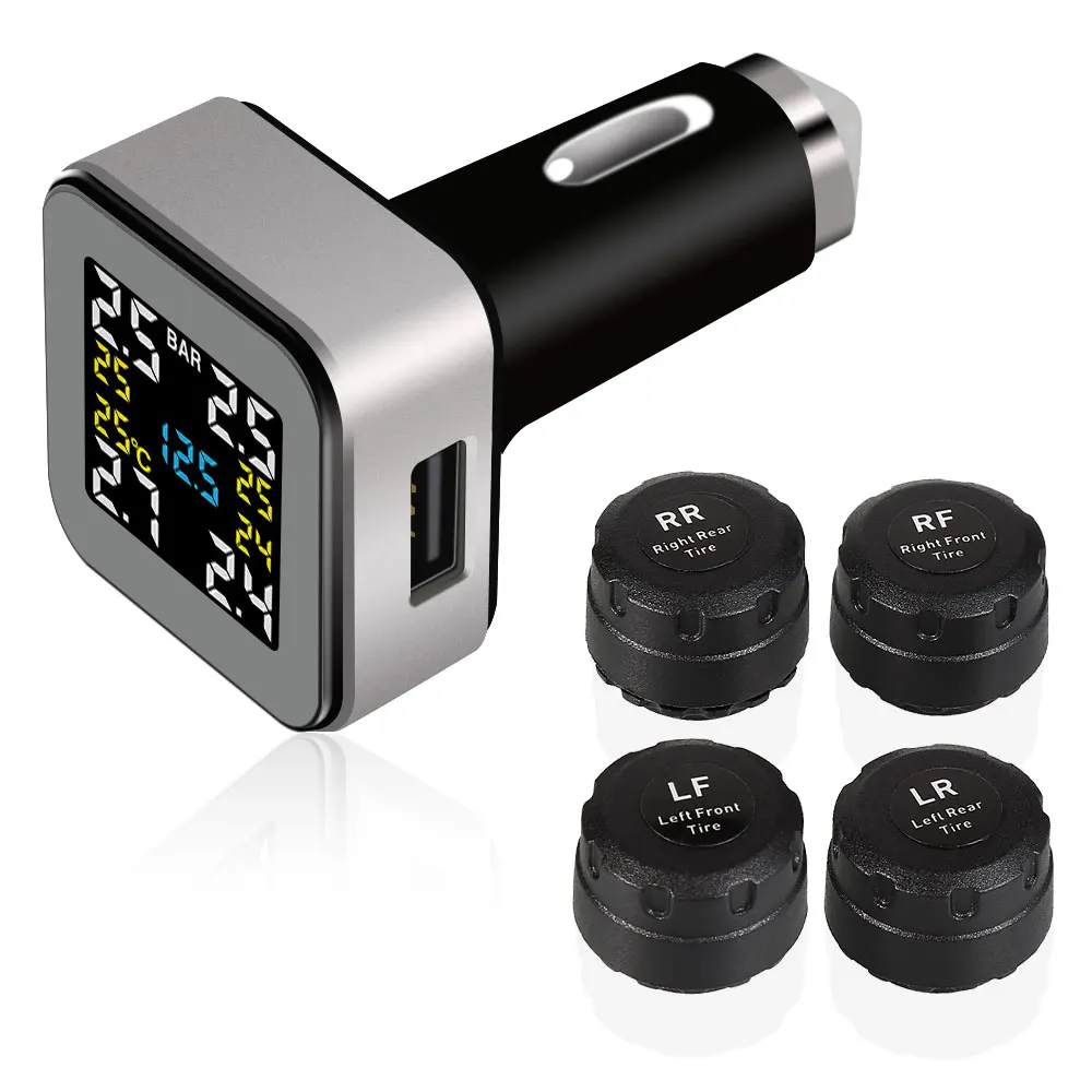 

Rectangle Universal Car Wireless Smart TPMS Tire Pressure Monitoring System External Sensors Quick Air Leakage Alarm