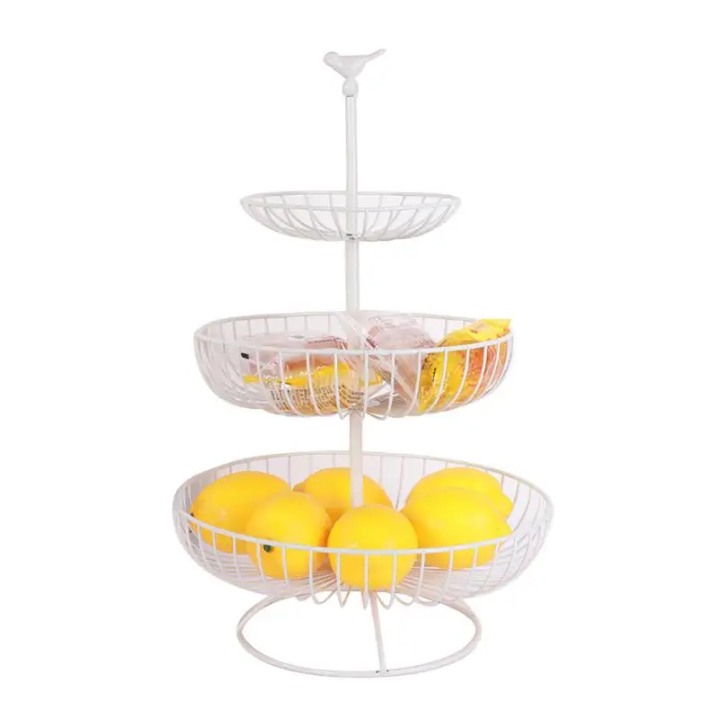 

Household 3 Tier Fruit Plate Countertop Metal Fruit Basket Black Vintage Style Tray Stand Storage Basket Home Products