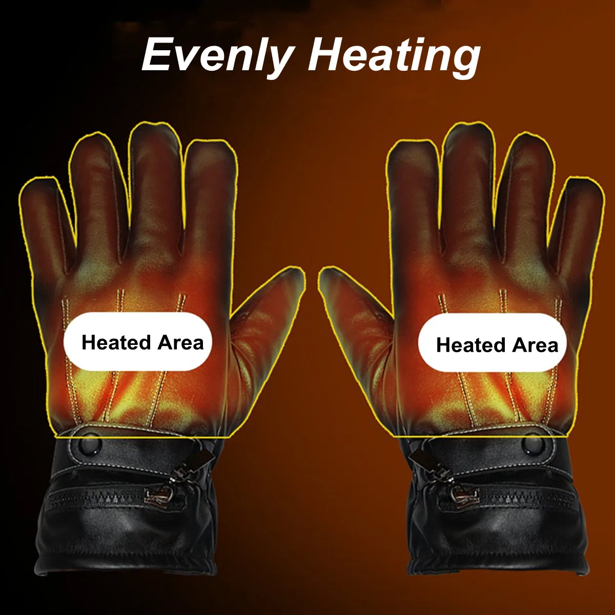 

1 Pair Electric Heated Gloves Winter Thermal Skiing Gloves Unisex Black Bicycle Motorcycle Hands Warmer Rechargeable Battery