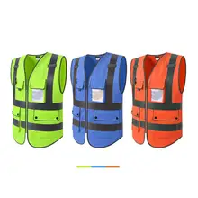 Унисекс Высокая видимость светоотражающий Мульти Карманы строительный защитный жилет велоспорт жилет