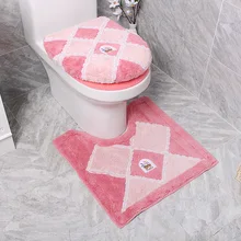 3 шт./компл. Цвет: фиолетовый, розовый, сетка мягкое сиденье для унитаза крышка подкладка-горшок Ванная комната парфюмерные наборы для ванной коврик подушка u-образной пальто Туалет чехол
