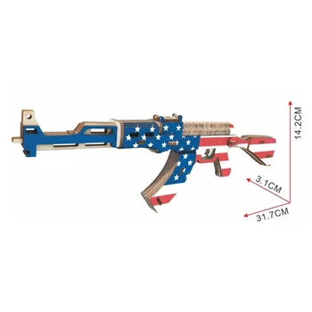 

Lulong 3D Wooden Puzzle 3D wood Jigsaw Puzzle Woodcraft Assembly Kit - AK-47 Assault Rifl e Submachine Gun with 58pcs Parts