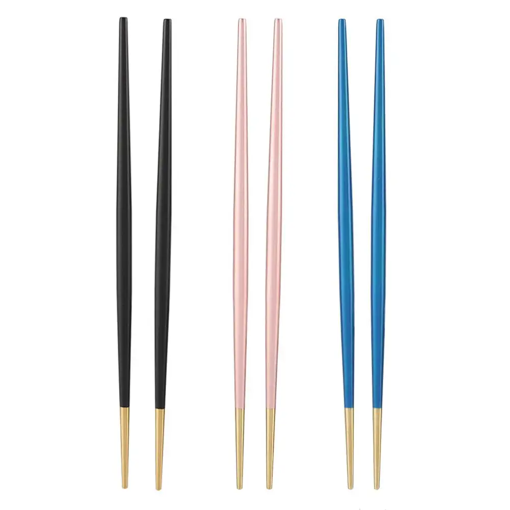 

Reusable Stainless Steel Chopstick Japanese Sushi Gold Chopsticks Tableware Set