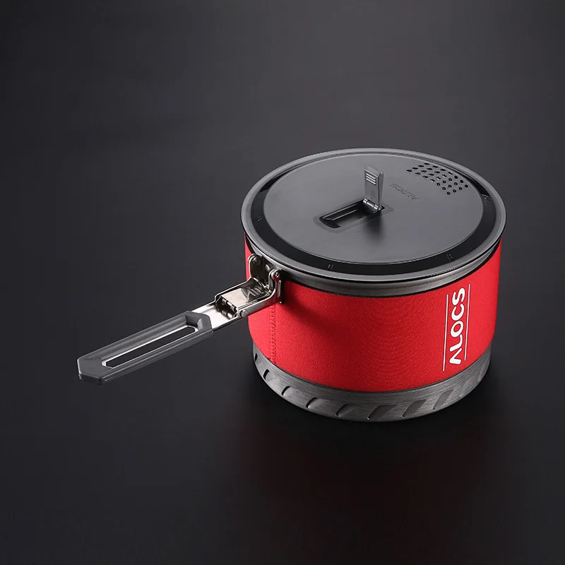 Alocs CW-S10 de acero inoxidable 1.4L Camping al aire libre de utensilios de cocina de calentamiento rápido pot mango plegable 1-2 Persona al aire libre vajilla