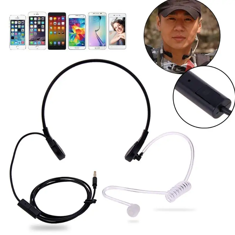 

3.5mm Throat MIC Headset Covert Acoustic Tube Earpiece for iPhone Android B