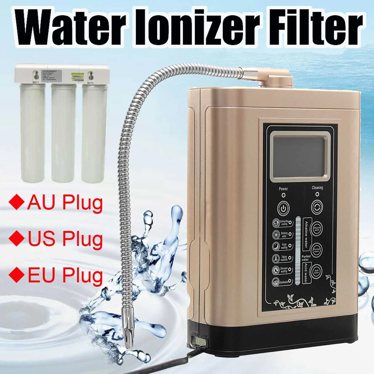 

Water Ionizer Purifier Machine Alkaline Acid Waters Filter LCD Touch Control