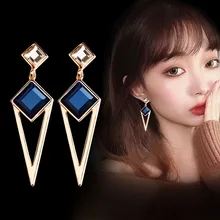 Европейская и американская мода 100-подходящие Геометрические Квадратные треугольные серьги темпераментные Длинные Стильные женские серьги