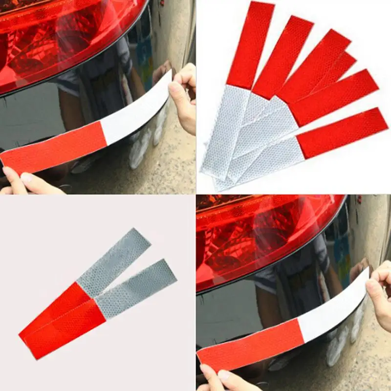 

10 PCS Car Reflective Signs Stickers Car Bright Reflective Stickers Red White Reflective Strip Alert Strip For Big Truck