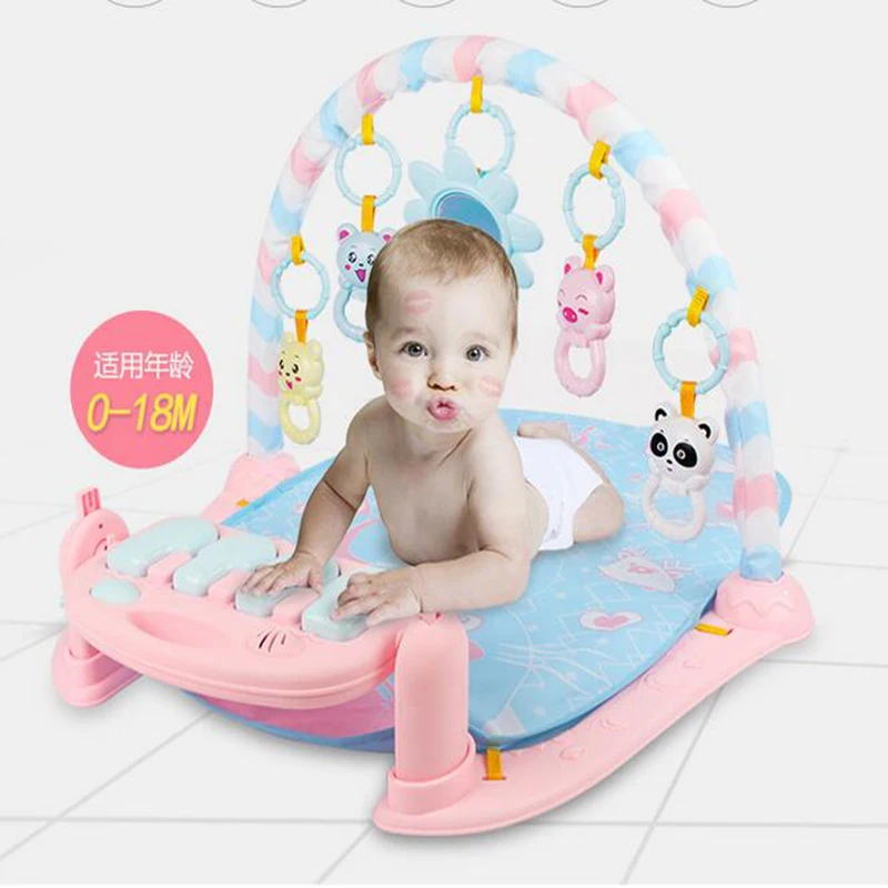 

2019 Baby Gym Toys Gaming Carpet Soft Lighting Rattles Children's Play Mat Blue or Pink newborn Gift Educational Toy 0-18 Month