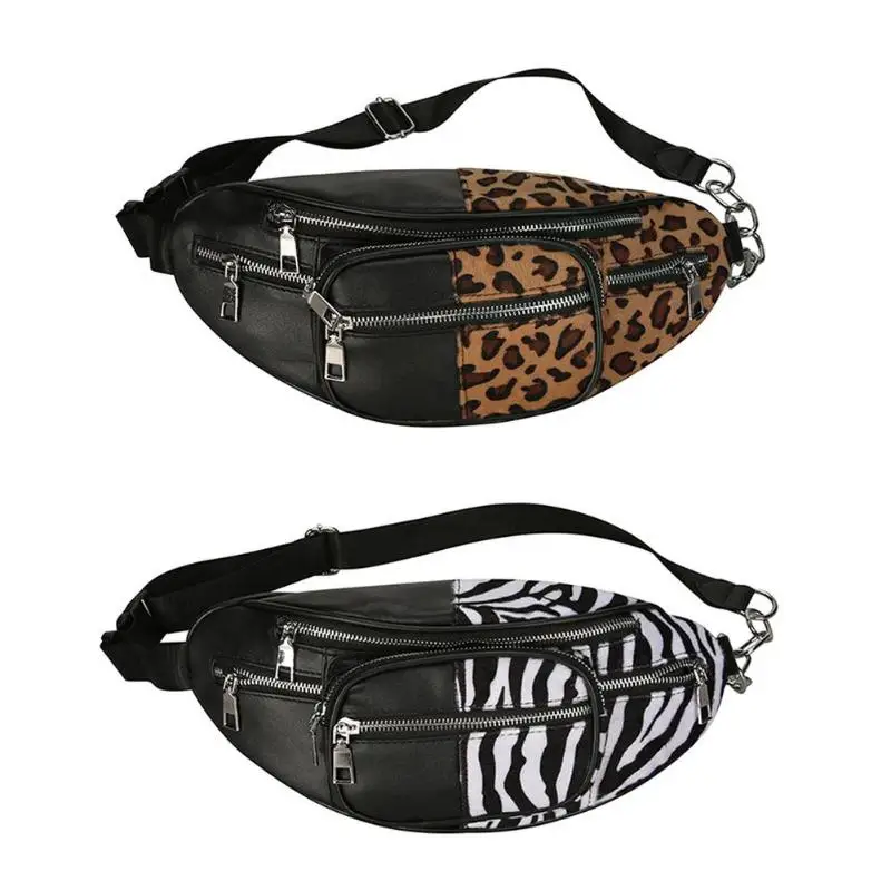 Женская нагрудная сумка с леопардовым принтом, уличная поясная сумка из искусственной кожи, поясная сумка для девочек, роскошная брендовая сумка для телефона, кошелек на ремне, сумки через плечо