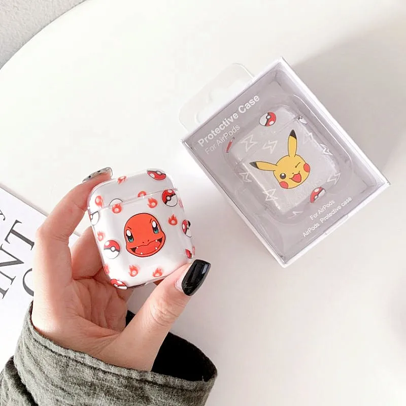 

Cartoon Transparent Wireless Earphone case For apple airpods Bluetooth Headset For airpods boxes Pikachu Protective Hard cover