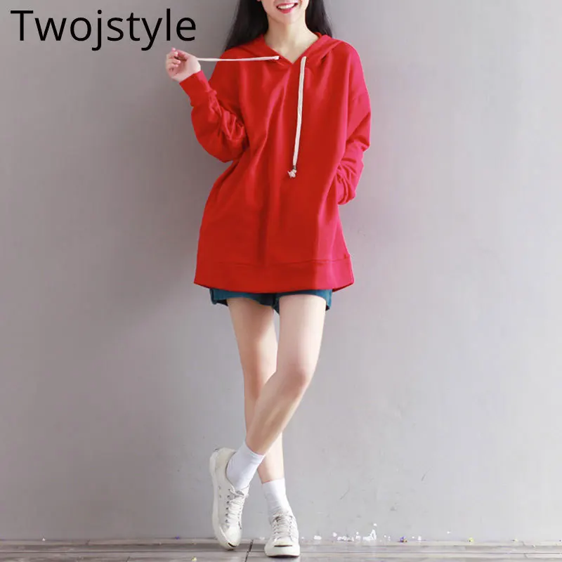 Twojstyle 2018 осенью новый Для женщин хлопковый свитшот Мода Большой Размеры шапки