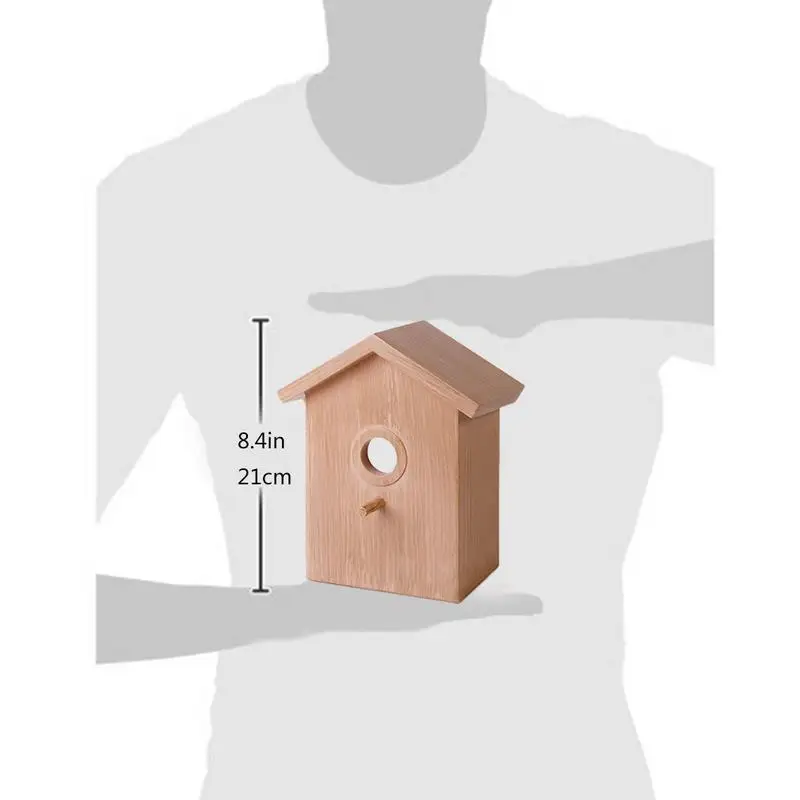 Деревянный птичий домик подвесное гнездо кормушка с петлей дома для сада, двора, улицы Pet декоры в форме домика