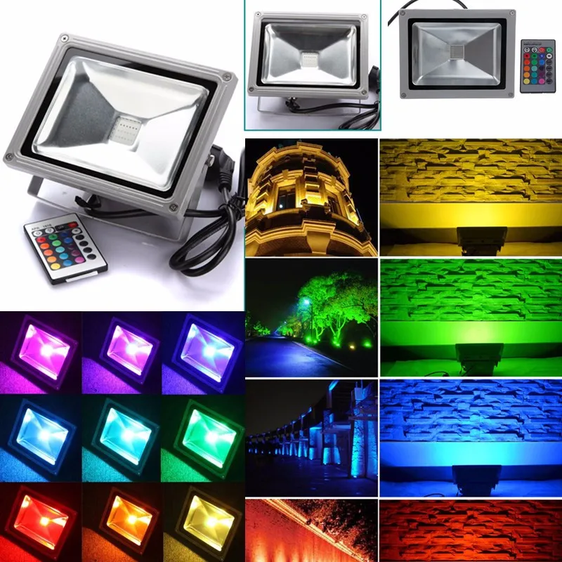 

Smuxi 20W RGB Color Changing Outdooors Remote Control LED Flood Light 85-265V US Plug