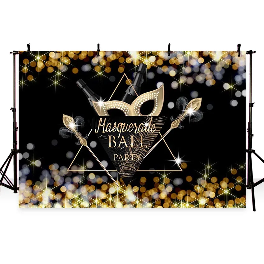 Photographic Background Classy Carnival Masquerade Ball Party Elegant Golden Diamond Mask Backdrop Photocall Professional Custom |